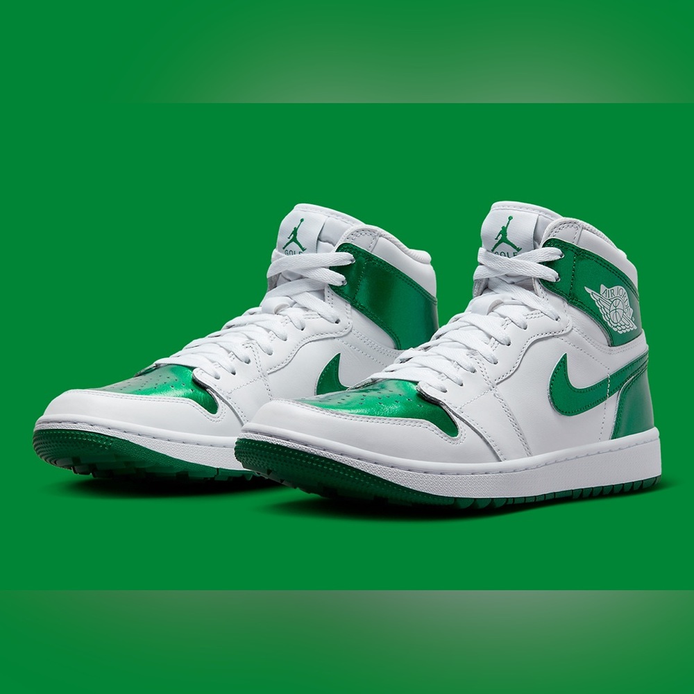 NIB Men Sz 11 (Euro Sz 45) Jordan 1 High Golf Waterproof Shoes Pine Green/White